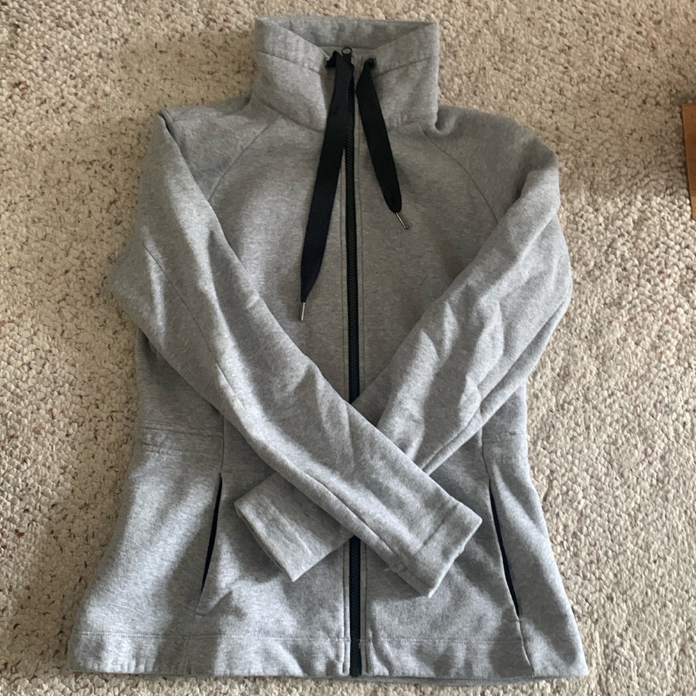 Lululemon athletica Gray Full-Zip Hoodie with Black Drawstrings